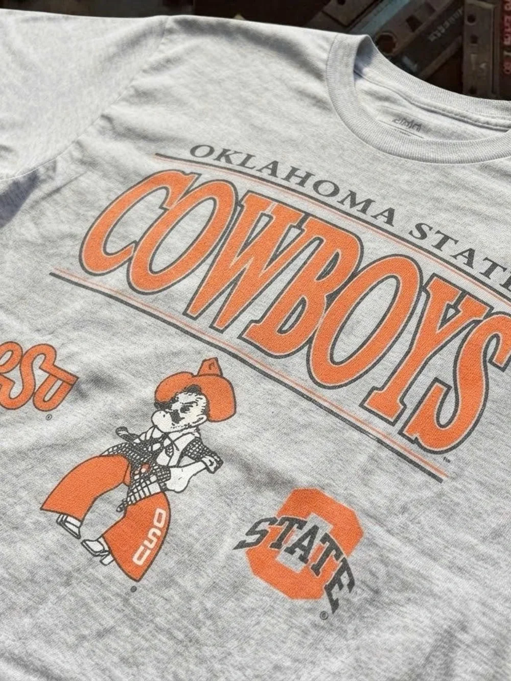 Vintage Oklahoma State Cowboys Short Sleeve Tee - White & Orange